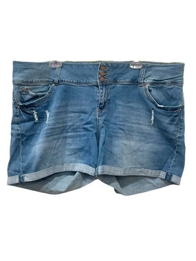 YMI Wanna Betta Butt Womens Size 22 Denim Jean Shorts Distressed Blue